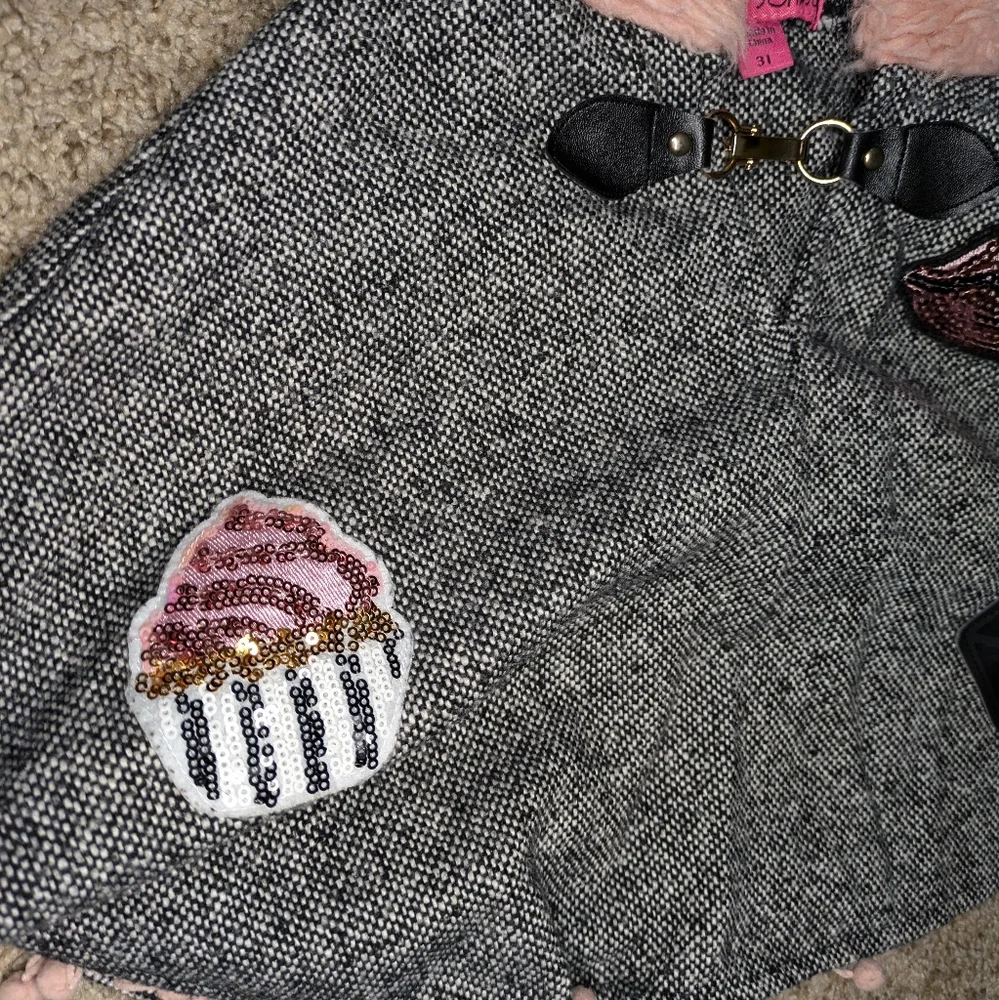 Betsey Johnson Girls Grey and Pink‎ Pom Pim and Sequin Poncho Size 3T